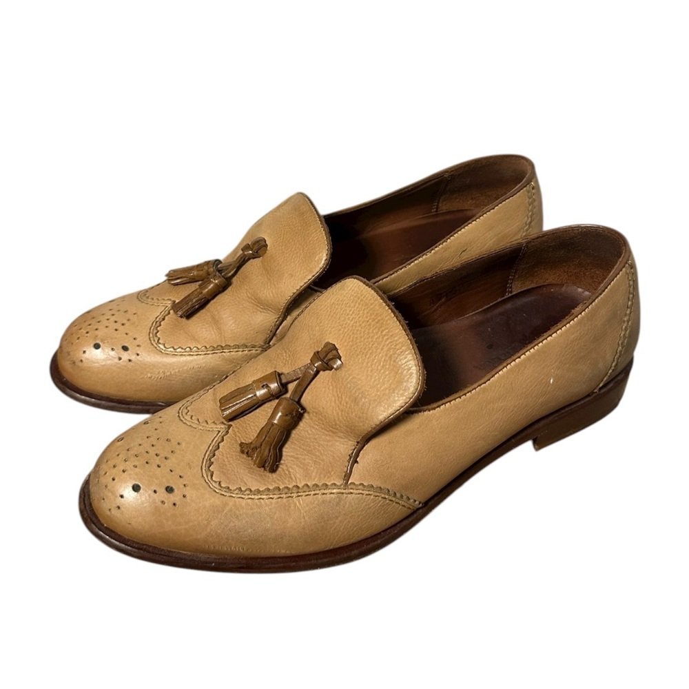 Franco Cuadra Brogue Tassel Tan Leather Loafers Men’s Size 8 Old Money Classic